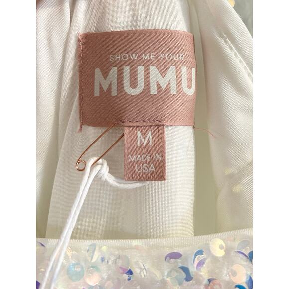 Show Me Your Mumu Eden Midi Dress in White Sparkle Sequins M NWT - Picture 5 of 8